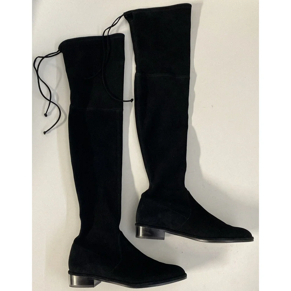 Stuart Weitzman Lowland Stretch Suede Over The Knee Boots Round Toe Size 9.5 M